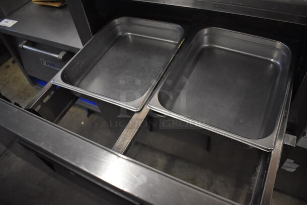 Everest Stainless Steel Commercial 2 Door Undercounter Cooler on Commercial Casters. 28x32x35. Tested and Powers On But Does Not Get Cold - Image 4 of 4