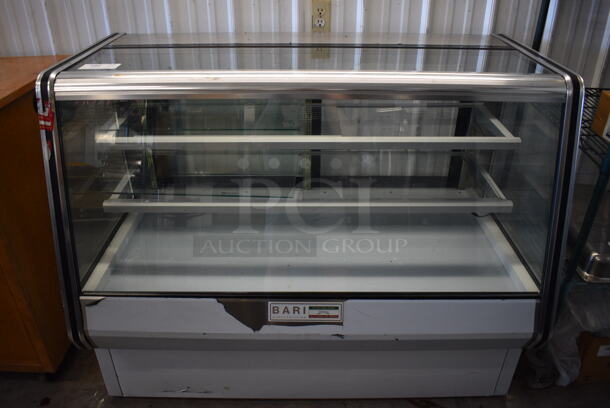 2021 Bari Cooltech Model CUST-54CB-D Stainless Steel Commercial Floor Style Dry Display Case Merchandiser. 120 Volts, 1 Phase. 54x32x43