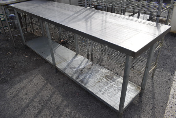 Stainless Steel Table w/ Metal Under Shelf. 96x24x34