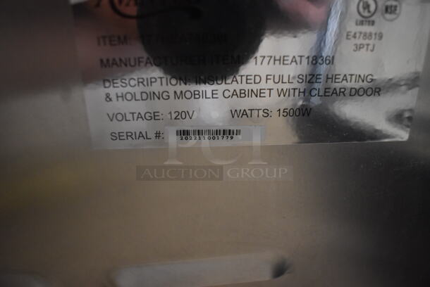BRAND NEW SCRATCH AND DENT! Avantco 177HEAT1836I Insulated Full Size Heating & Holding Cabinet with Clear Door on Commercial Casters. 120 Volts 1 Phase. Tested and Working! - Image 7 of 9