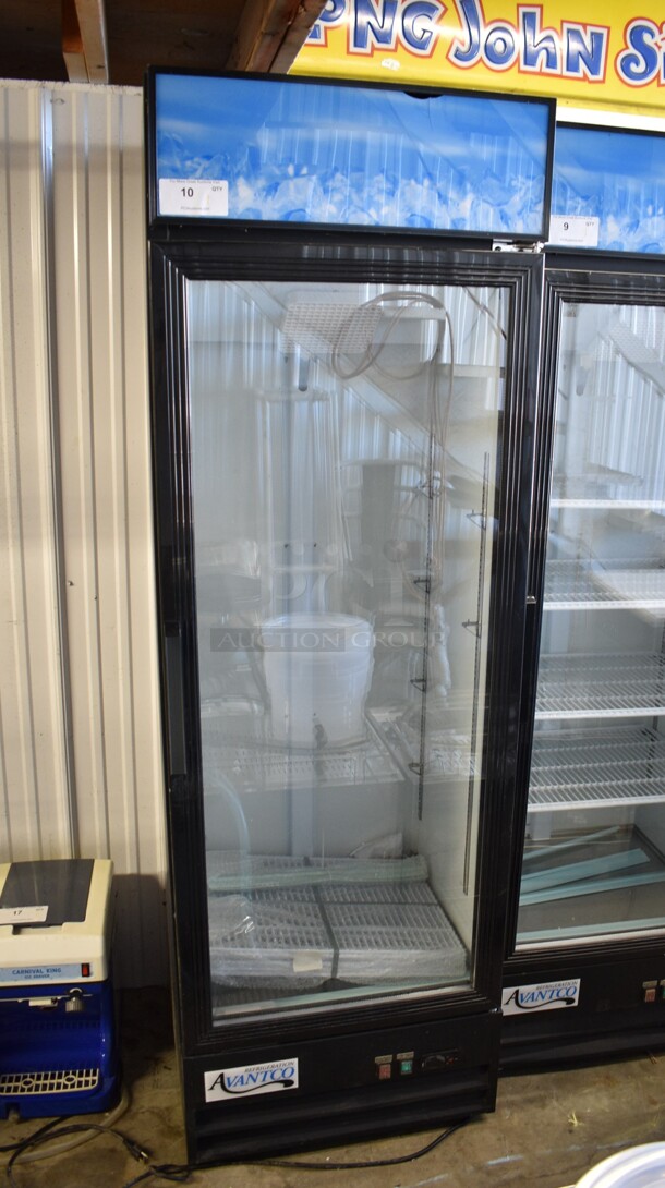 BRAND NEW SCRATCH AND DENT! 2023 Avantco 178GDC15HCB Metal Commercial Single Door Reach In Cooler Merchandiser w/ Poly Coated Racks. 115 Volts, 1 Phase. Cannot Test - Unit Shows Error Code - Image 2 of 5
