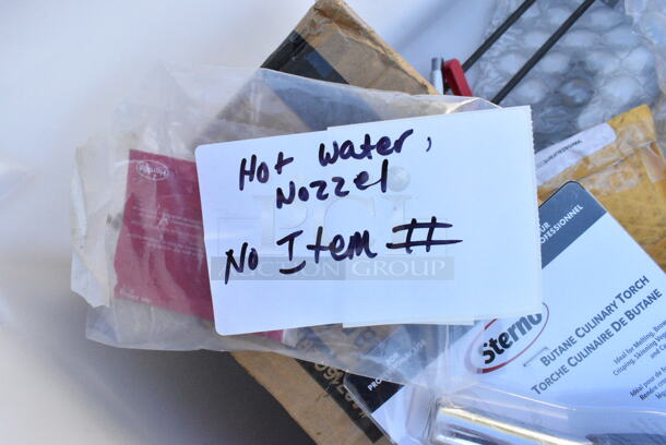 20 BRAND NEW Boxes Including 1907LVS32OZ 7 Lane Universal Gravity Feed Bottle Organizer for 32 oz. Bottles, 40716OZREGCJ Choice 16 oz. Pint Regular Mouth Glass Canning / Mason Jar with Silver Metal Lid and Band - 12/Pack, Hot Water Nozzle, 600CARTHOT Regency Hot Faucet Body Cartridge for 600FD4, 600FD8, and 600FW4 Series Faucets, Manitowoc 000007926 Manitowoc Ice 000007926 Lcd Housing Assy, 274JC3BAGBK Lavex Replacement Black Vinyl Bag for Janitor Cart, 808402 Tablecraft 402 2 Tbsp. Stainless Steel Coffee / Measuring Scoop, 3532U Anchor 12 oz Shelf Zombie Glasses, 167NLG1018 Winco Natural Latex Rubber Black One Size Fits Most 18" Unlined Gloves, 3CA-L-BB Changer Agitator Mop, Acopa Jumbo Steak Knives, 176FBPE18265 Choice 26" x 18" x 15" White Polyethylene Food Storage Box. 20 Times Your Bid!  - Image 5 of 12