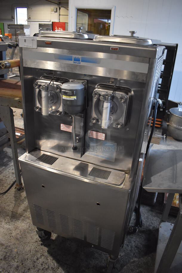 2013 Taylor 342D-27 Stainless Steel Commercial Floor Style Air Cooled 2 Flavor Frozen Beverage Machine w/ Drink Mixer Attachment on Commercial Casters. 208-230 Volts, 1 Phase. 27.5x33x60 - Image 3 of 9