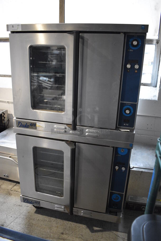 2 Duke Stainless Steel Commercial Natural Gas Powered Full Size Convection Ovens w/ View Through Door, Solid Door, Metal Oven Racks and Thermostatic Controls on Commercial Casters. 38x38x69. 2 Times Your Bid! - Image 2 of 9