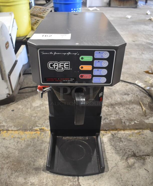 Cafe 98 180-3 Stainless Steel Commercial Countertop Coffee Machine w/ Hot Water Dispenser and Poly Brew Basket. 120 Volts, 1 Phase.  - Image 1 of 4