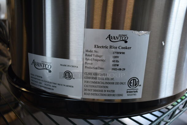 BRAND NEW SCRATCH AND DENT! 2023 Avantco 177RW90 Stainless Steel Commercial Countertop Electric Powered Rice Cooker. 120 Volts, 1 Phase. Tested and Working! - Image 7 of 7