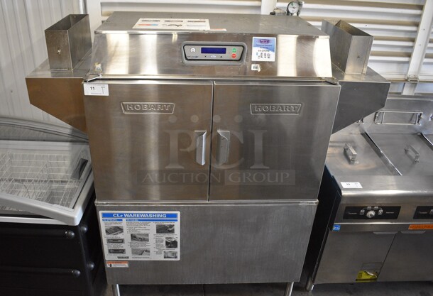 Hobart Model CL44E Stainless Steel Commercial Conveyor Dishwasher. 480 Volts, 3 Phase. 64x32x66