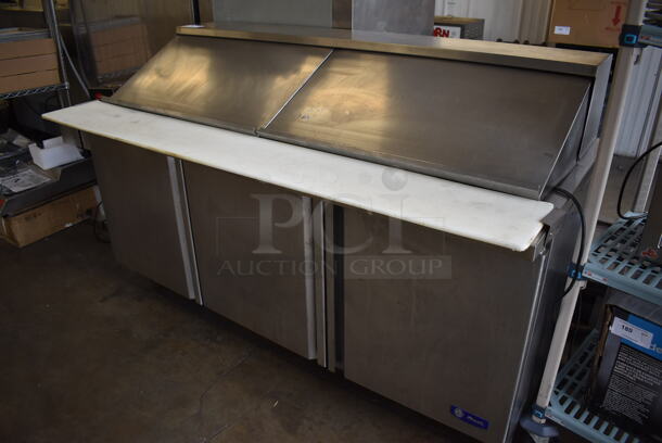 2013 Migali G3-SP72-30 BT Stainless Steel Commercial Sandwich Salad Prep Table Bain Marie Mega Top on Commercial Casters. 115 Volts, 1 Phase. 72x37x47. Tested and Working! - Image 3 of 9