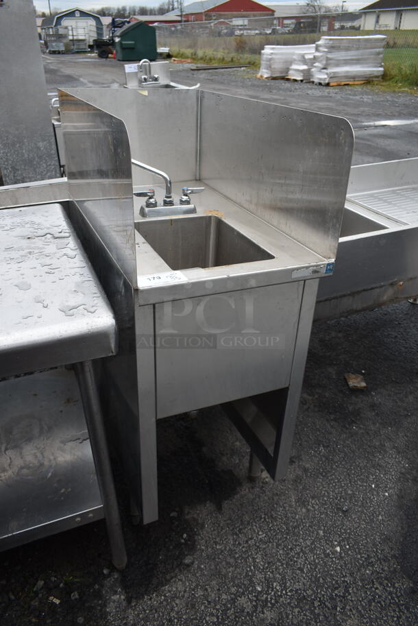 Stainless Steel Commercial Single Bay Sink w/ Dual Side Splash Guards, Faucet and Handles. Bay 10x14