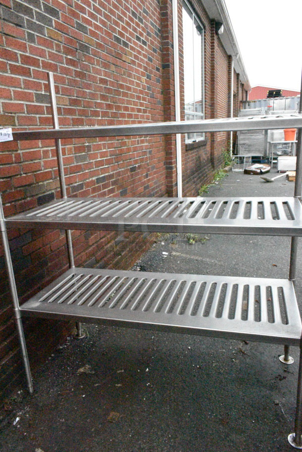 Metal 3 Tier Dunnage Style Shelving Unit. BUYER MUST DISMANTLE. PCI CANNOT DISMANTLE FOR SHIPPING. PLEASE CONSIDER FREIGHT CHARGES. - Image 1 of 1