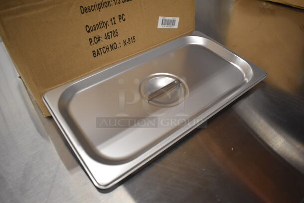 12 BRAND NEW IN BOX! Winco SPSCT Stainless Steel 1/3 Size Drop In Bin Lids. 12 Times Your Bid! - Image 2 of 4