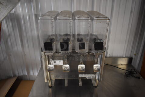 2018 Crathco CS-4E/2D/3D-16 Stainless Steel Commercial Countertop 4 Hopper Refrigerated Beverage Machine. 120 Volts, 1 Phase. 20.5x16x28. Tested and Working!