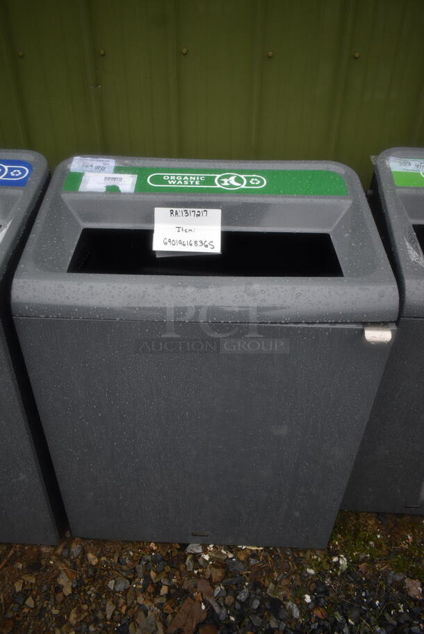 BRAND NEW SCRATCH AND DENT! Rubbermaid 6901961683GS Configure 45 Gallon Stenni Gray 1 Stream Organic Waste Indoor Rectangular Recycling Container - Image 2 of 4