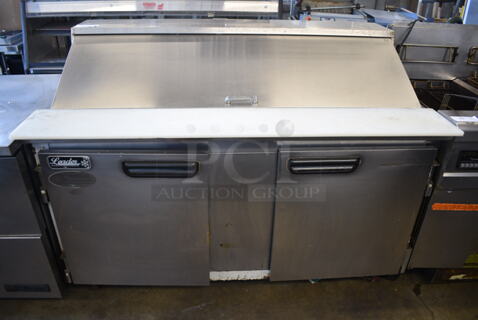 2016 Leader ESLM60S/C Stainless Steel Commercial Sandwich Salad Prep Table Bain Marie Mega Top on Commercial Casters. 115 Volts, 1 Phase. Tested and Working!