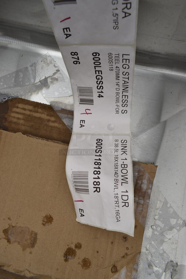 BRAND NEW SCRATCH AND DENT! Regency 600S1181818L Stainless Steel Commercial Single Bay Sink w/ Left Side Drain Board. Comes w/ 600CB18SS, 600DB35, 600LEGSS14 - Image 10 of 11