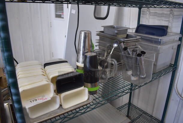 ALL ONE MONEY! Tier Lot of Various Items Including Poly Bins and Stainless Steel Drop In Bins!