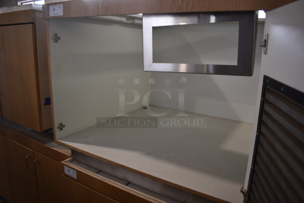 BRAND NEW! Wood Pattern 4 Door Counter. Missing Countertop and One Door. - Image 8 of 9