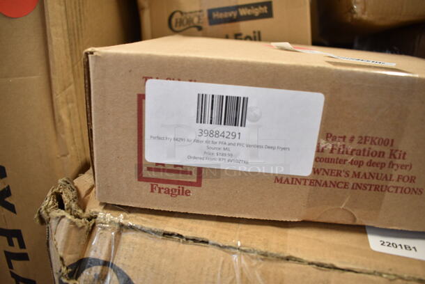 PALLET LOT of 23 BRAND NEW Boxes Including 3 Box 966TALLFLDN Choice Kraft Natural Tall-Fold 6" x 13" Dispenser Napkin - 8000/Case, 5002DNAP Choice White 2-Ply Dinner Napkin 17" x 15" - 3000/Case, 500CC12HD 12 oz. Plastic Cold Cup - 1000/Case, 500CC9 Choice 9 oz. Clear PET Customizable Plastic Squat Cold Cup - 1000/Case, 612605070 Choice Full Size Foil Steam Table Pan Deep 3 3/8" Depth - Full Size Deep - 50/Case, 610060 Brooklace Fluted Bake Cup, 39884291 Perfect Fry 84291 Air Filter Kit for PFA and PFC Ventless Deep Fryers, 4 Box 129MCR24B Choice 24 oz. Black Round Microwavable Heavy Weight Container with Lid 7 1/4" - 150/Case, 502404816CL Lavex 40-45 Gallon 16 Micron 40" x 48" High Density Janitorial Can Liner / Trash Bag - 250/Case, AMA009CLT23 Front of the House Gatsby 7 oz. Ice SAN Plastic Martini Glass - 12/Pack, HP2099 Imperial 2099 U' Shaped Burner. 23 Times Your Bid! - Image 6 of 12