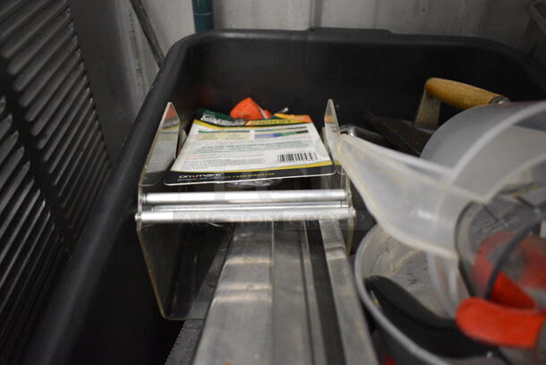 ALL ONE MONEY! Lot of Various Items Including Metal Lid, Adapters and Poly Pitchers in Black Bus Bin! - Image 4 of 4