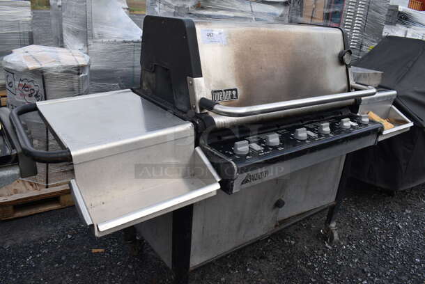 Weber Summit Metal Outdoor Propane Gas Powered Grill w/ Right Side Single Burner Range on Commercial Casters. 78x28x48 - Image 2 of 12