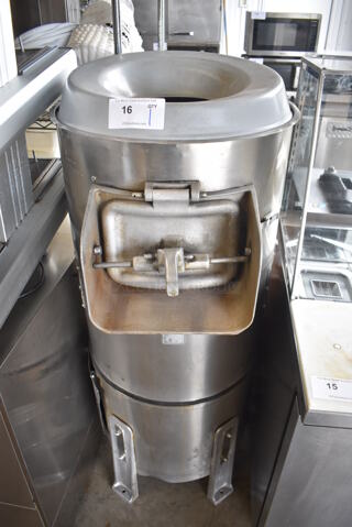 Hobart 6460-T Metal Commercial Floor Style Potato Peeler on Stand. 200-30 Volts, 1 Phase. 21x28x55