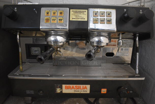 Brasilia Model Portofino DEL2 Stainless Steel Commercial Countertop 2 Group Espresso Machine w/ 3 Portafilters and 2 Steam Wands. 230 Volts. 27x21x24 - Image 3 of 6