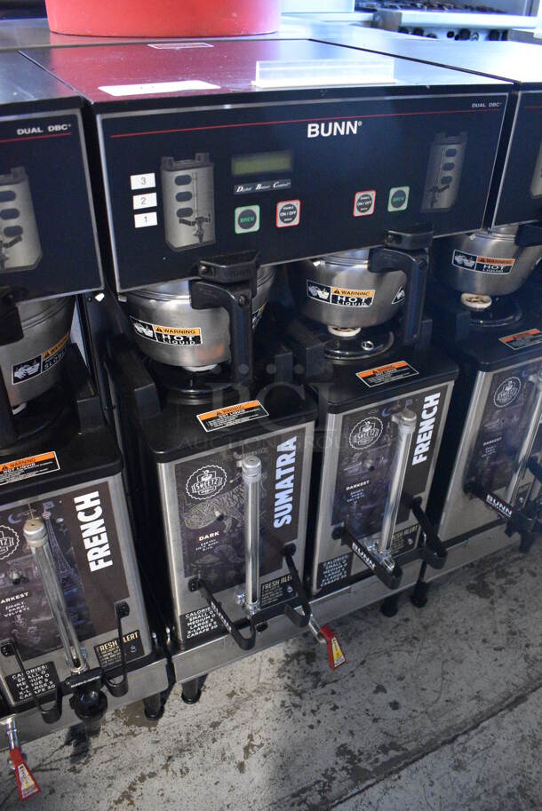 2012 Bunn Model DUAL SH DBC Stainless Steel Commercial Countertop Dual Coffee Machine w/ Hot Water Dispenser, 2 Stainless Steel Brew Baskets and 2 Bunn Model SH SERVER Satellite Servers. 120/208-240 Volts, 1 Phase. 18x24x36. Tested and Working! - Image 3 of 5