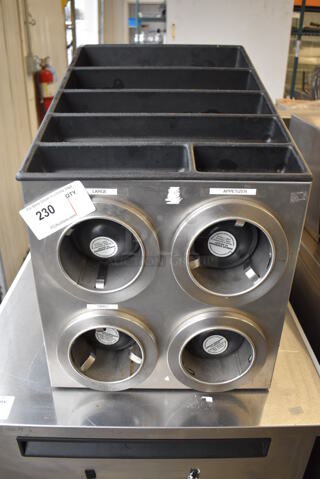 Stainless Steel Commercial Countertop 4 Slot Cup Dispenser. 16x24x22.5