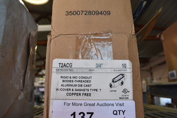 Box of 10 BRAND NEW! Steel Electric T2ACG Rigid IMC Conduit Bodies. 5.5x2x2.5  - Image 4 of 4