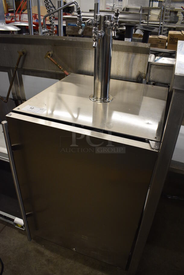 Edgestar Model BR7001SS Stainless Steel Commercial Direct Draw Kegerator w/ 3 Tap Beer Tower, Drip Tray, Tank and 3 Couplers. 115 Volts, 1 Phase. 24x26x50. Tested and Working! - Image 3 of 7