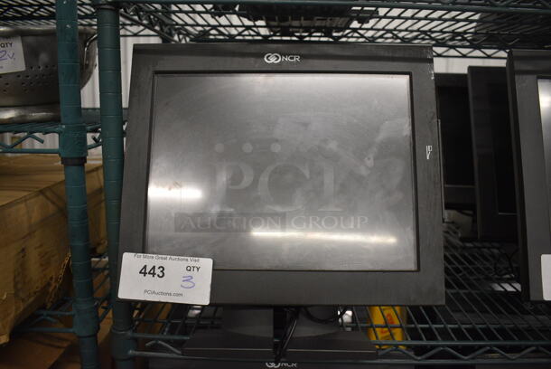 3 NCR 15" POS Monitors w/ Credit Card Strip Reader. 3 Times Your Bid! - Image 1 of 4