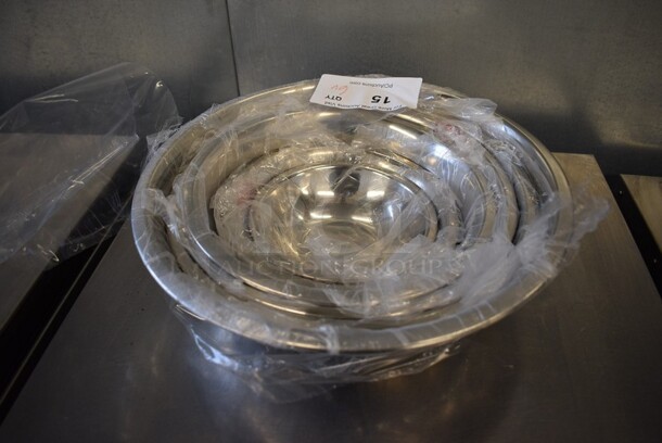6 BRAND NEW! 6 Various Winco Metal Mixing Bowls. Includes 13x13x4. 6 Times Your Bid! - Image 2 of 3