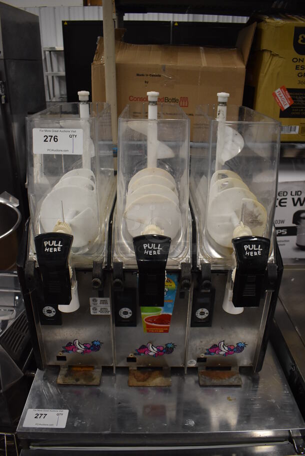 Elmeco FC3 Stainless Steel Commercial Countertop 3 Hopper Slushie Machine. Missing Lids. 115 Volts, 1 Phase. 25x24x28. Tested and Working! - Image 1 of 7