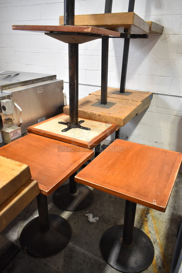 5 Wood Pattern Dining Height Table on Black Metal Table Base. 5 Times Your Bid! - Image 2 of 5