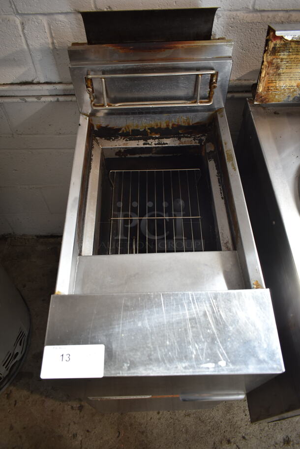 2019 Frymaster GF14SD Stainless Steel Commercial Floor Style Natural Gas Powered Deep Fat Fryer on Commercial Casters. 100,000 BTU.  - Image 2 of 6