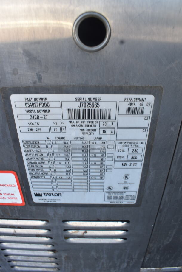 Taylor 340D-27 Coolata Frozen Drink Machine. 208-230 Volts 1 Phase - Image 5 of 6