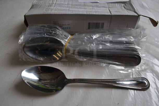 12 BRAND NEW IN BOX! Winco 0005-03 Stainless Steel Dots Dinner Spoons. 7.5