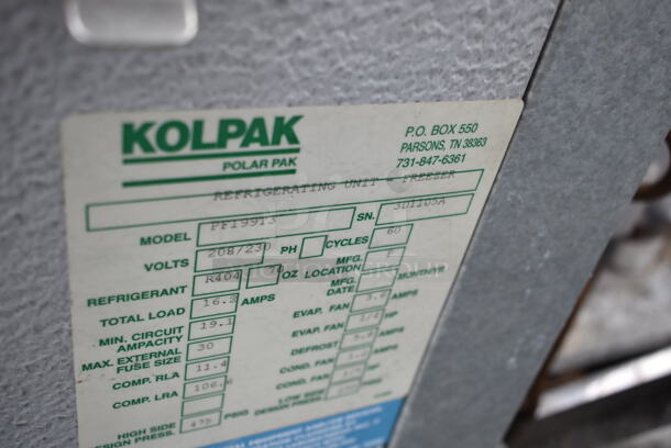 2 Polar Pak SELF CONTAINED Walk In Boxes; 8'x6' Cooler and 8'x6' Freezer. Comes w/ Kolpak PC050T2 115 Volt Evaporator, Copeland ASE35C4-CAA-901 115 Volt, 1 Phase Compressor, Kolpak PF199T3 208-240 Volt, 1 Phase Evaporator and Tecumseh AW459EH-411-J7 208-230 Volt, 1 Phase Compressor. 2 Times Your Bid! - Image 7 of 12