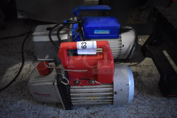 2 Metal Vacuum Pumps Including Robinair VacuMaster. Includes 13x6x10. 2 Times Your Bid!