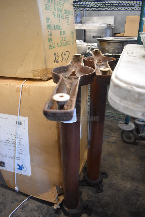 2 Brown Metal Straight Leg Table Bases. 22x6x28. 2 Times Your Bid! - Image 2 of 3