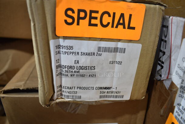 PALLET LOT of 37 BRAND NEW Boxes Including Vollrath 741101DW 11 qt Drop In Soup Warmer w/ Thermostatic Controls, World Tableware 407 030 Calais 7 1/8" 18/8 Stainless Steel Extra Heavy Weight Utility / Dessert Fork, Henny Penny 19502 Fryer Basket Handle, Walco 2505 Vogue Dinner Forks, Winco CMM-20 20 oz Moscow Mule Mug, Carlisle Black Dolly, Oneida Hallmark Place Knives, 2 Box Arcoroc C8303 Perfection 15 Oz. Stemless Wine Glass, PPRN76 Double Opening Newsprint Bags, Tablecraft 10291535 Salt Pepper Shakers, Mundial W5691-4 Pizza Cutters, Steelite 7194TM073 6-1/2" Plates, Winco ALRK-20-CV Cover Bun Pan Rack, MB204 Allessandria Dessert Forks, 4 Box GET P-4050-CL Beverage Pitchers, 4210-100-25WDL Containers, Taste White Dipper Tasters, Steelite 11070575 Taster Dip, Smart Bowl Bottle Set, 2 Purple Poly Bins w/ Lids, C8303A Perfection 15 oz Glasses, XLXS Guardian Series Pre Stir 368mm x 450m. 37 Times Your Bid! - Image 12 of 12