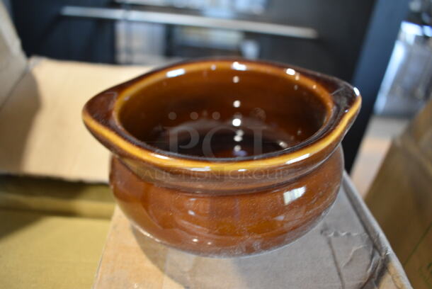 8 BRAND NEW IN BOX! BAS-1203 Brown Ceramic Onion Soup Crock Bowls. 5.25x4.5x2.5. 8 Times Your Bid!