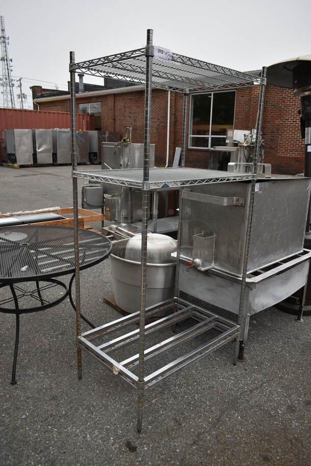 Chrome Finish 3 Tier Wire Shelving Unit. BUYER MUST DISMANTLE. PCI CANNOT DISMANTLE FOR SHIPPING. PLEASE CONSIDER FREIGHT CHARGES. - Image 2 of 2
