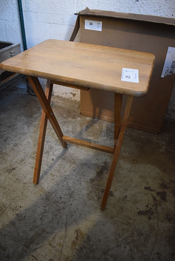 Wooden Folding Serving Table. 19x14x25 - Image 3 of 4