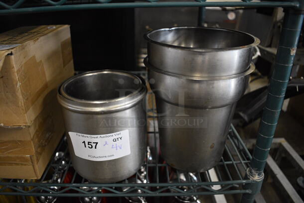 ALL ONE MONEY! Lot of 4 Various Metal Cylindrical Bins. Includes 7.5x7.5x8.5