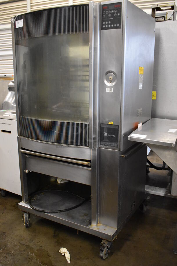 Fri-jado STG7-P Stainless Steel Commercial Electric Powered 5 Spit Rotisserie Oven on Commercial Casters w/ 5 Metal Basket Spits. 208 Volts, 3 Phase. 41x34x71 - Image 4 of 12