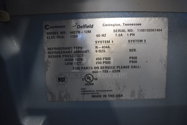 2011 Delfield 4427N-12M Stainless Steel Commercial Sandwich Salad Prep Table Bain Marie Mega Top on Commercial Casters. 115 Volts, 1 Phase. 27.5x33x45. Tested and Powers On But Temps at 50 Degrees - Image 5 of 6