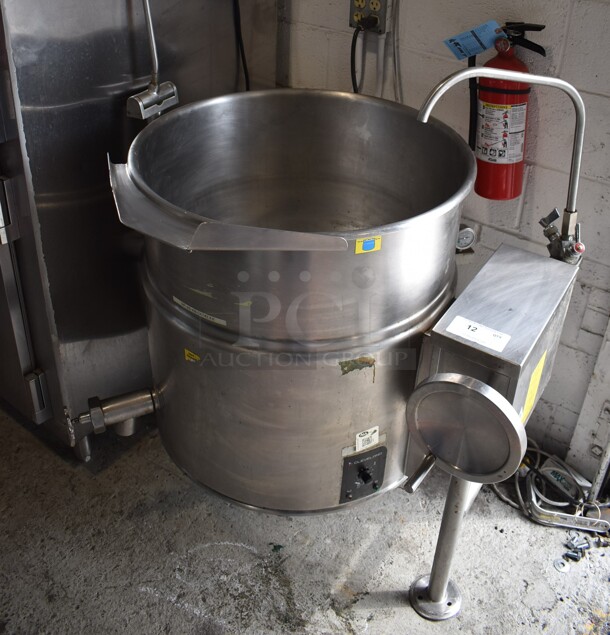 Cleveland KEL-40T Stainless Steel Commercial Floor Style Electric Powered 40 Gallon Steam Kettle. 440-480 Volts, 1/3 Phase.