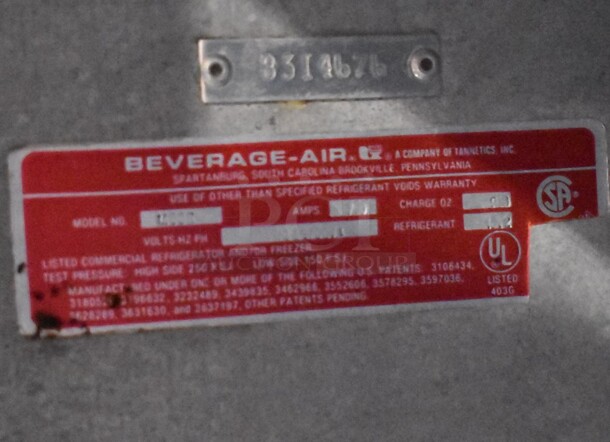 Beverage Air Stainless Steel Commercial Cooler w/ Topping Rail. 115 Volts, 1 Phase. 59x29x48. Tested and Working! - Image 5 of 6