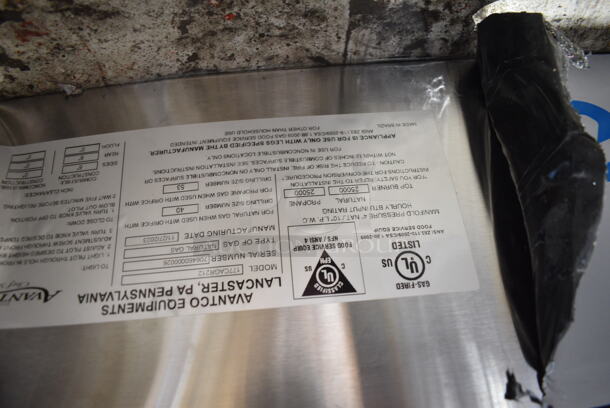 BRAND NEW SCRATCH AND DENT! 2023 Avantco 177CAGR212 Stainless Steel Commercial Countertop Natural Gas Powered 2 Burner Range. Missing Back Burner and Grate.  - Image 9 of 9